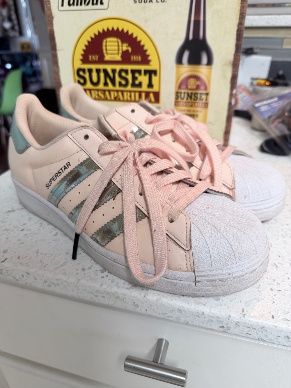 adidas Pink Shell-Toe Low-Top Sneakers